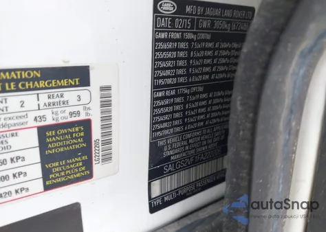 2015 Land Rover Range Rover 3.0L V6 Supercharged Hse from USA, damaged, VIN SALGS2VF1FA222205